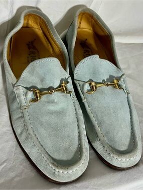 Light Blue Suede Horsebit Loafers